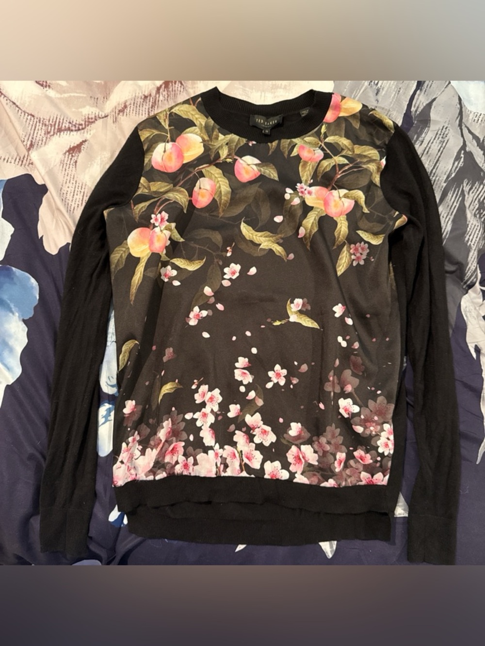 Ted Baker Black Floral Peach Blossom Sweater